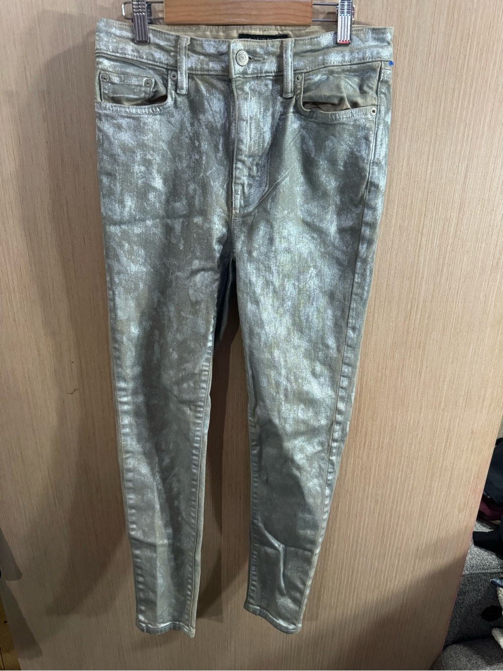Women’s Lauren Ralph Lauren Metallic High Waist Silver Skinny Jeans Size 4